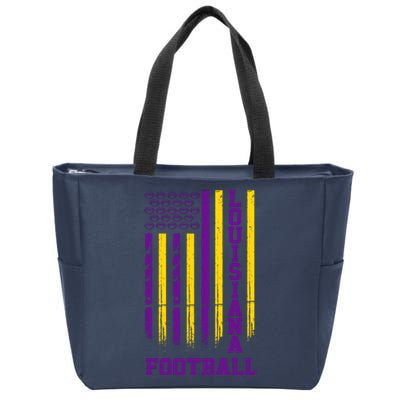 Louisiana Football Fan American Flag Zip Tote Bag