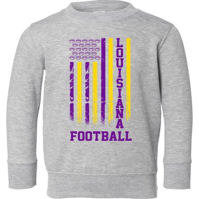 Louisiana Football Fan American Flag Toddler Sweatshirt