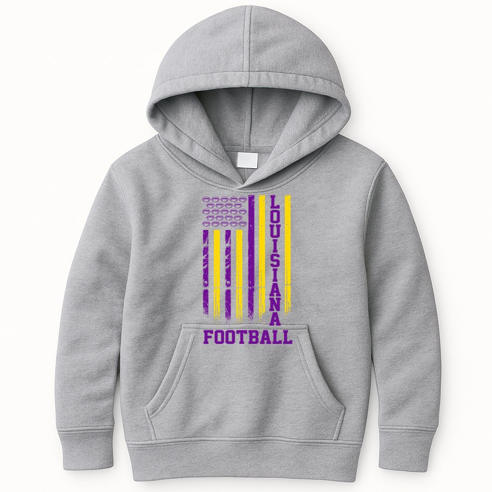 Louisiana Football Fan American Flag Kids Hoodie