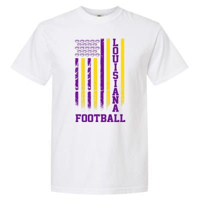 Louisiana Football Fan American Flag Garment-Dyed Heavyweight T-Shirt