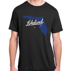 Lakeland Florida FL Map Adult ChromaSoft Performance T-Shirt