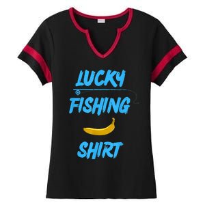 LUCKY FISHING Funny Banana Humor Ladies Halftime Notch Neck Tee