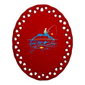 Leisure Fishing Funny Fishing Saying Ceramic Oval Ornament