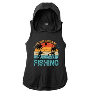 Lucky Fishing Funny Quote I'd Just Rather Be Fishing Great Gift Ladies PosiCharge Tri-Blend Wicking Draft Hoodie Tank