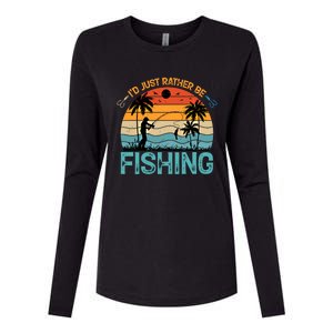 Lucky Fishing Funny Quote I'd Just Rather Be Fishing Great Gift Womens Cotton Relaxed Long Sleeve T-Shirt