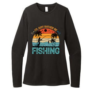 Lucky Fishing Funny Quote I'd Just Rather Be Fishing Great Gift Womens CVC Long Sleeve Shirt