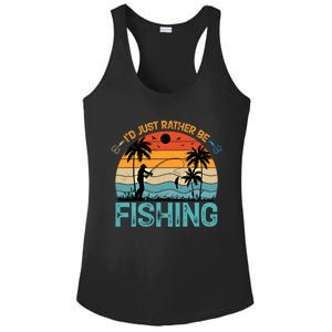 Lucky Fishing Funny Quote I'd Just Rather Be Fishing Great Gift Ladies PosiCharge Competitor Racerback Tank