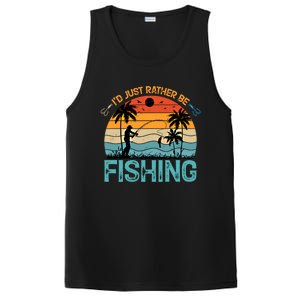 Lucky Fishing Funny Quote I'd Just Rather Be Fishing Great Gift PosiCharge Competitor Tank