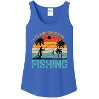 Lucky Fishing Funny Quote I'd Just Rather Be Fishing Great Gift Ladies Essential Tank