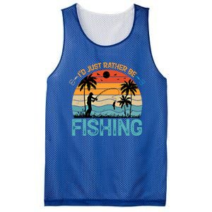 Lucky Fishing Funny Quote I'd Just Rather Be Fishing Great Gift Mesh Reversible Basketball Jersey Tank