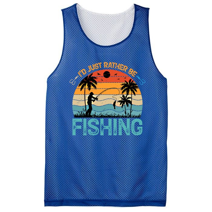 Lucky Fishing Funny Quote I'd Just Rather Be Fishing Great Gift Mesh Reversible Basketball Jersey Tank