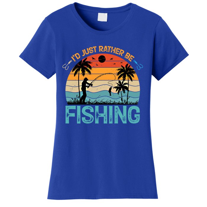 Lucky Fishing Funny Quote I'd Just Rather Be Fishing Great Gift Women's T-Shirt