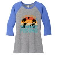 Lucky Fishing Funny Quote I'd Just Rather Be Fishing Great Gift Women's Tri-Blend 3/4-Sleeve Raglan Shirt