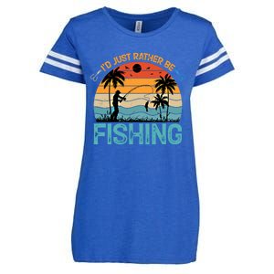 Lucky Fishing Funny Quote I'd Just Rather Be Fishing Great Gift Enza Ladies Jersey Football T-Shirt