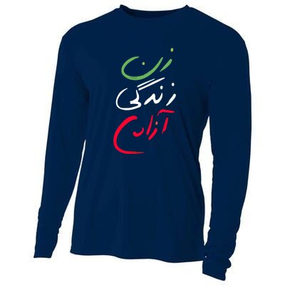 Life Freedom Farsi Calligraphy Zan Zendegi Azadi Cooling Performance Long Sleeve Crew