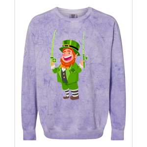 Leprechaun Fishing Funny St Patricks Day Funny Gift Colorblast Crewneck Sweatshirt