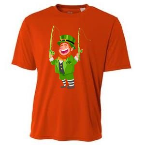 Leprechaun Fishing Funny St Patricks Day Funny Gift Cooling Performance Crew T-Shirt