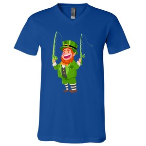 Leprechaun Fishing Funny St Patricks Day Funny Gift V-Neck T-Shirt