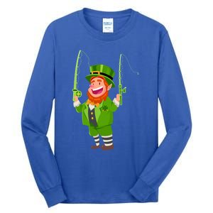 Leprechaun Fishing Funny St Patricks Day Funny Gift Tall Long Sleeve T-Shirt