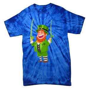 Leprechaun Fishing Funny St Patricks Day Funny Gift Tie-Dye T-Shirt