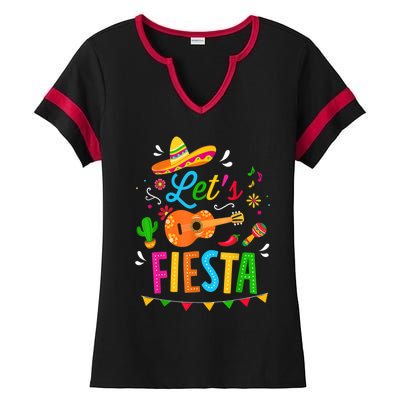 Let's Fiesta For Funny Cinco De Mayo Costume Party Ladies Halftime Notch Neck Tee