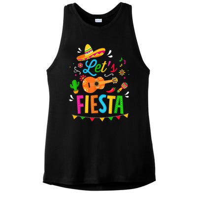 Let's Fiesta For Funny Cinco De Mayo Costume Party Ladies PosiCharge Tri-Blend Wicking Tank