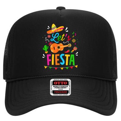 Let's Fiesta For Funny Cinco De Mayo Costume Party High Crown Mesh Back Trucker Hat