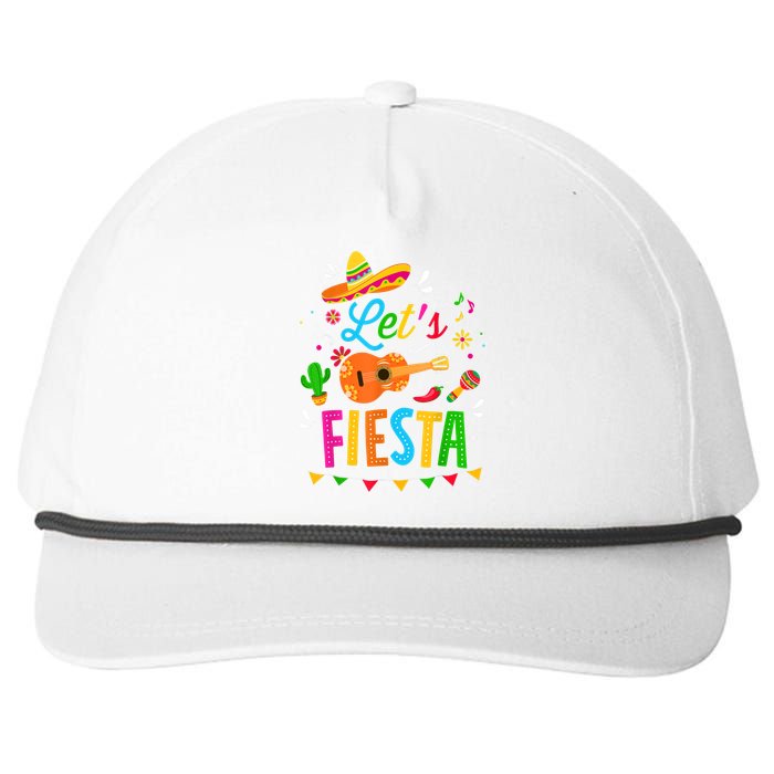 Let's Fiesta For Funny Cinco De Mayo Costume Party Snapback Five-Panel Rope Hat