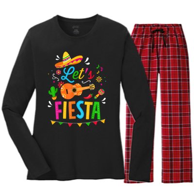 Let's Fiesta For Funny Cinco De Mayo Costume Party Women's Long Sleeve Flannel Pajama Set 