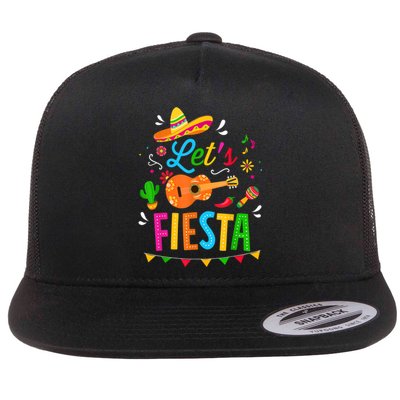 Let's Fiesta For Funny Cinco De Mayo Costume Party Flat Bill Trucker Hat