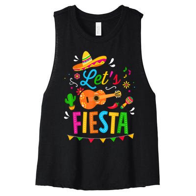 Let's Fiesta For Funny Cinco De Mayo Costume Party Women's Racerback Cropped Tank