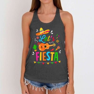 Let's Fiesta For Funny Cinco De Mayo Costume Party Women's Knotted Racerback Tank