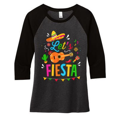 Let's Fiesta For Funny Cinco De Mayo Costume Party Women's Tri-Blend 3/4-Sleeve Raglan Shirt