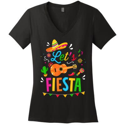 Let's Fiesta For Funny Cinco De Mayo Costume Party Women's V-Neck T-Shirt