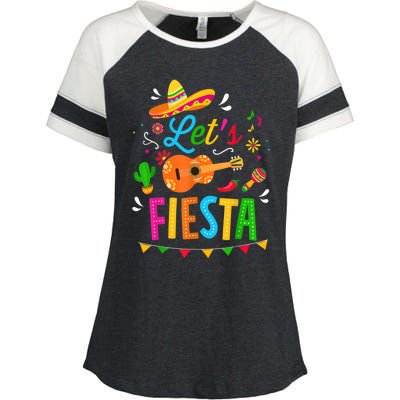 Let's Fiesta For Funny Cinco De Mayo Costume Party Enza Ladies Jersey Colorblock Tee