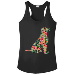 Labrador Flower Funny Dog Silhouette Floral Gifts Ladies PosiCharge Competitor Racerback Tank