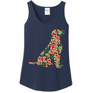 Labrador Flower Funny Dog Silhouette Floral Gifts Ladies Essential Tank