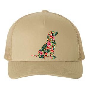 Labrador Flower Funny Dog Silhouette Floral Gifts Yupoong Adult 5-Panel Trucker Hat