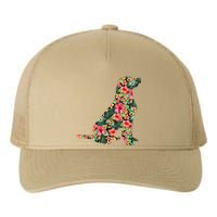 Labrador Flower Funny Dog Silhouette Floral Gifts Yupoong Adult 5-Panel Trucker Hat