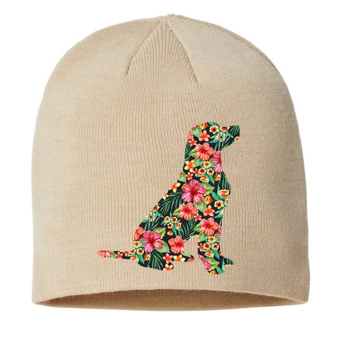 Labrador Flower Funny Dog Silhouette Floral Gifts Sustainable Beanie