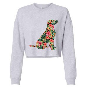 Labrador Flower Funny Dog Silhouette Floral Gifts Cropped Pullover Crew