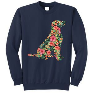 Labrador Flower Funny Dog Silhouette Floral Gifts Women Men Sweatshirt