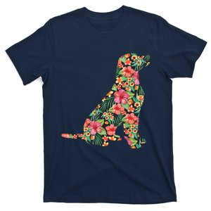 Labrador Flower Funny Dog Silhouette Floral Gifts Women Men T-Shirt