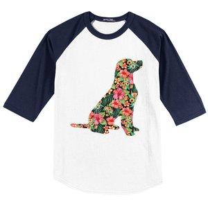 Labrador Flower Funny Dog Silhouette Floral Gifts Women Men Baseball Sleeve Shirt