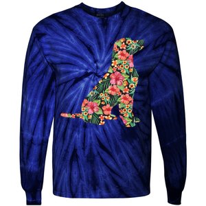 Labrador Flower Funny Dog Silhouette Floral Gifts Women Men Tie-Dye Long Sleeve Shirt