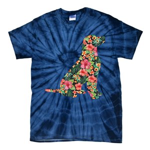 Labrador Flower Funny Dog Silhouette Floral Gifts Women Men Tie-Dye T-Shirt