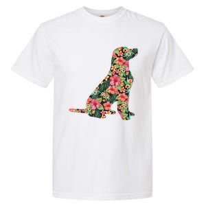 Labrador Flower Funny Dog Silhouette Floral Gifts Women Men Garment-Dyed Heavyweight T-Shirt