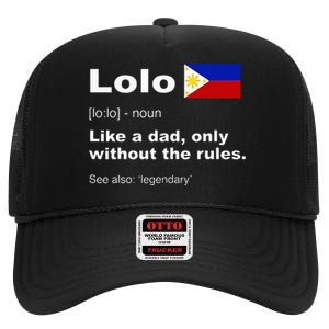 Lolo Filipino Grandpa Definition Funny Fathers Day High Crown Mesh Back Trucker Hat