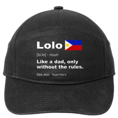 Lolo Filipino Grandpa Definition Funny Fathers Day 7-Panel Snapback Hat