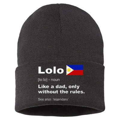 Lolo Filipino Grandpa Definition Funny Fathers Day Sustainable Knit Beanie